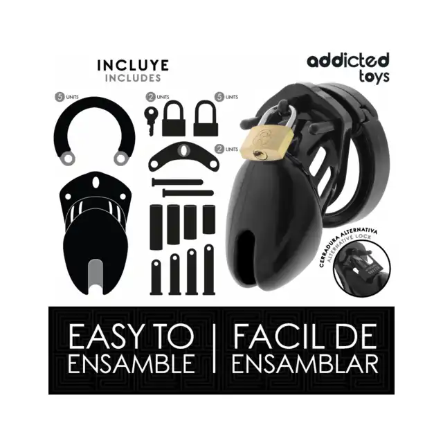 Addicted Toys - Obsidian Hold Penis Cage Size S - Klatka na penisa z wymiennymi pierścieniami. Bezpieczna konstrukcja, możliwość idealnego dopasowania i pełna kontrola.