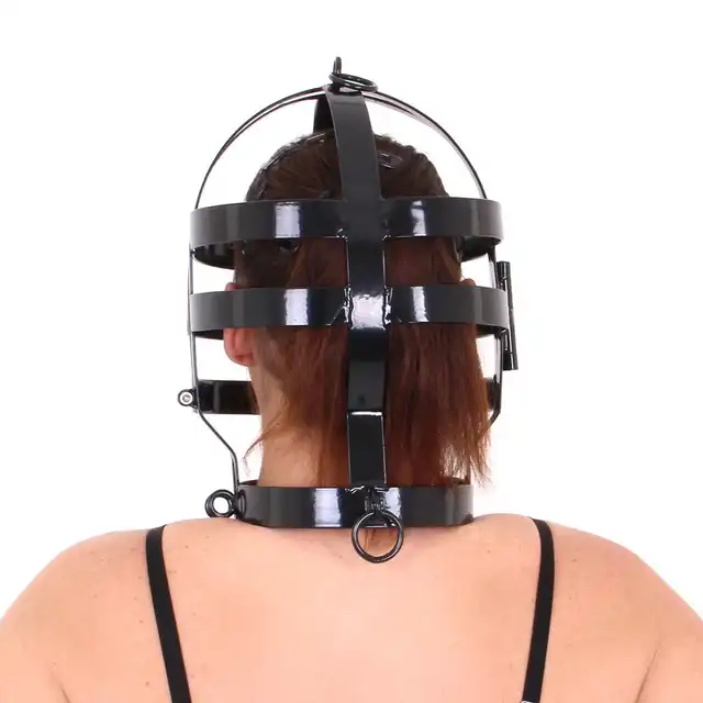 Kiotos - Head Cage Black - Czarna stalowa maska BDSM wykonana ze stali nierdzewnej. Idealna dla odważnych uległych!