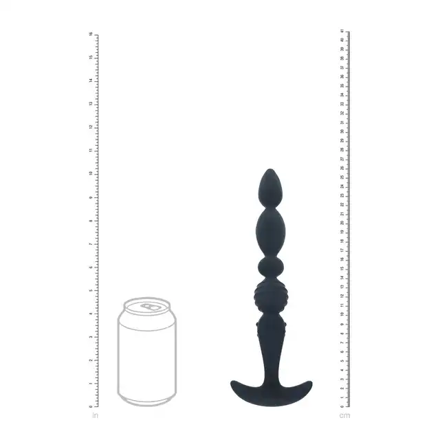 Levelz - Multi Textured Silicone Flared Anal Probe. Czarny silikonowy korek analny z wygodną podstawą