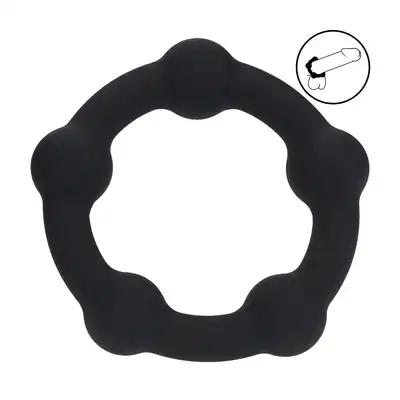 Levelz -  Beaded Silicone Cock Ring S 30 mm. Czarny teksturowany ring erekcyjny z tłoczeniem w kształcie kuleczek