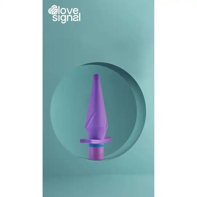 Love Signal - Tingling Touch Vibrating Anal Plug - Uroczy wibrujący korek analny w kolorze fioletowym. Ładowanie USB, wodoodporność IPX6.