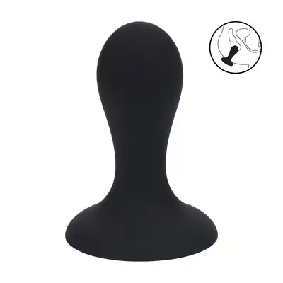 Levelz -  Single Rattle Liquid Silicone Anal Plug S. Silikonowy czarny korek analny o okrągłej główce 