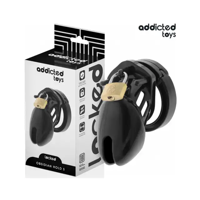 Addicted Toys - Obsidian Hold Penis Cage Size S - Klatka na penisa z wymiennymi pierścieniami. Bezpieczna konstrukcja, możliwość idealnego dopasowania i pełna kontrola.