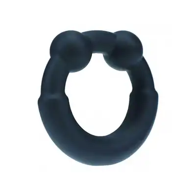 Levelz - Metal &amp; Silicone Cock Ring. Czarny silikonowy pierścień erekcyjny o średnicy 6 cm z metalowymi kulkami dociążającymi. 