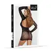 Softline - Bodystocking dress 3018. Seksowna czarna sukienka z koronką i odkrytymi plecami