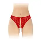 Fashion Secret - Victoria Red OS - Koronkowe czerwone stringi z szerokim wycięciem z przodu i otwartym krokiem. Pięknie podkreślają sylwetkę!