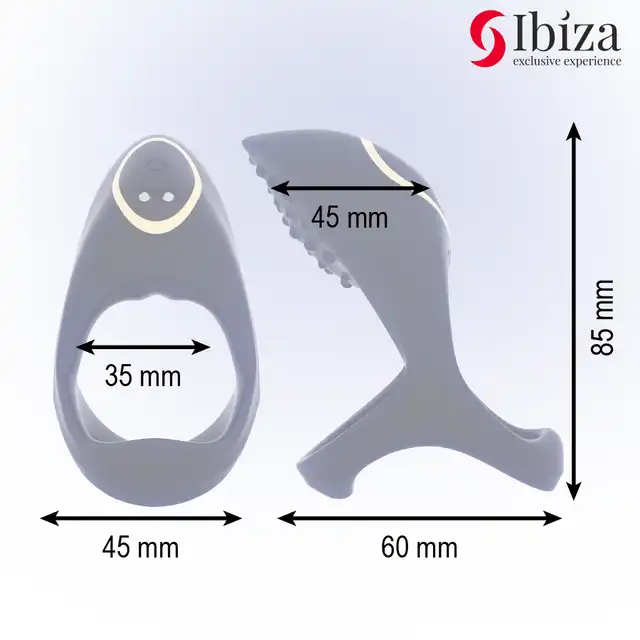 Ibiza - Multi Sensorial Cock Ring. Nowoczesny czarny pierścień na penisa z miękkiego silikonu