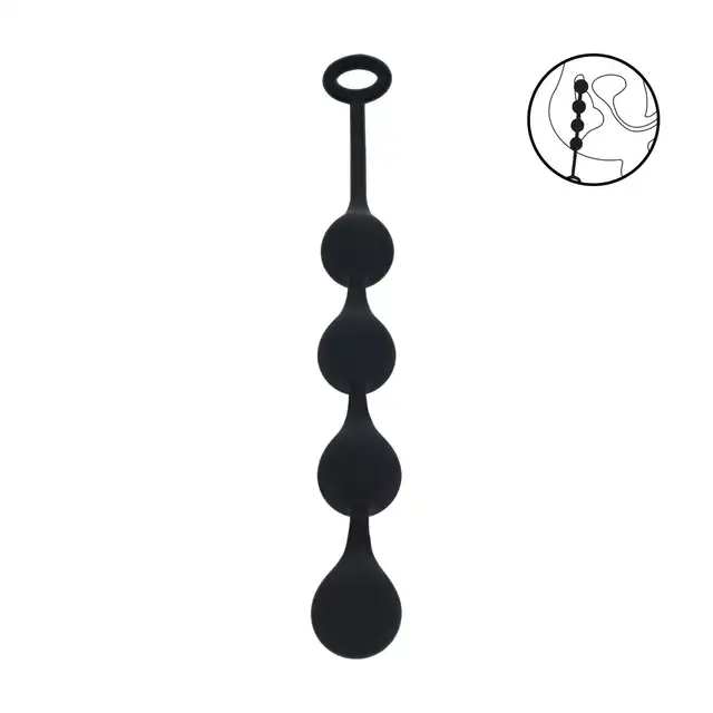 Levelz - Waterdrop Silicone Anal Balls M 30 mm. Silikonowe czarne koraliki analne potęgujące orgazm