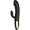 Ibiza - Powerful Anatomical Vibrator with Rabbit. Elegancki czarno-złoty wibrator z króliczkiem z dwoma niezależnymi silnikami