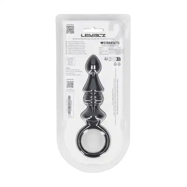 Levelz – Ribbed Anal Probe With Loop. Silikonowa teksturowana wtyczka analna z bezpiecznym uchwytem w kształcie pętli