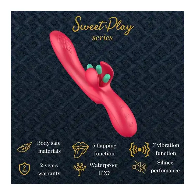 Erospace - Sweet Play A16 . Czerwony silikonowy niesamowity wibrator do punktu G i stymulacji łechtaczki z ruchomym języczkiem