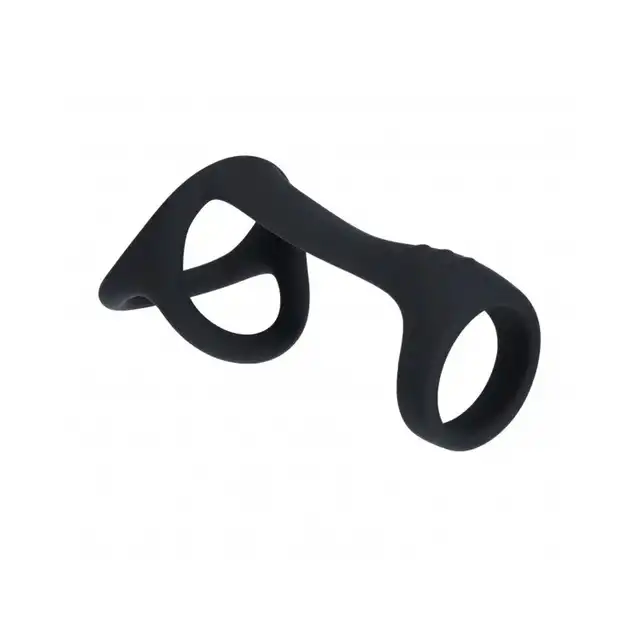 Levelz – Tri O Shaft Cock &amp; Ball Ring. Silikonowy czarny ring z opaską na jądra. 
