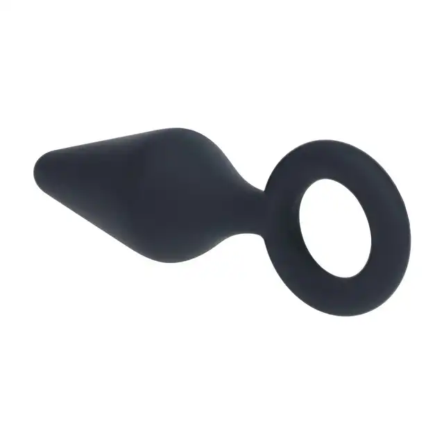 Levelz – Anal Plug With Loop Small. Kompaktowy, stożkowy korek analny z wygodną silikonową pętlą w formie uchwytu