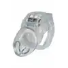 Extreme by Hidden Desire - Cock Cage Clear Control Regular PVC - Transparentna klatka na penisa z 4 pierścieniami dzięki którym dopasujesz ciasny, bezpieczny i nie do obejścia ucisk.