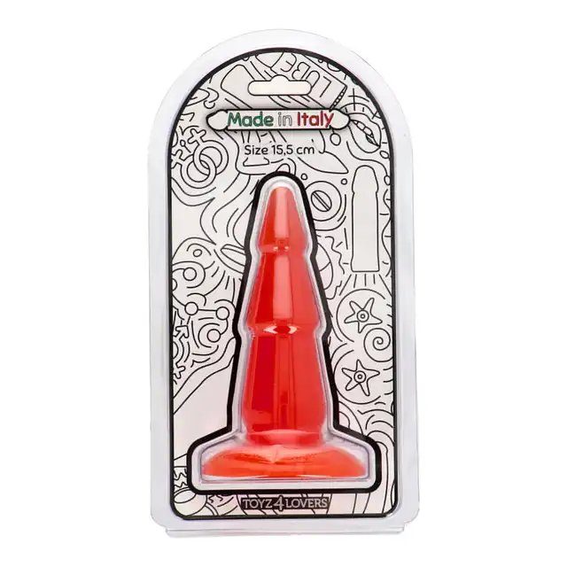 Toyz4Lovers - Jelly Pine Anal Plug 15.5 cm Red - Stożkowy korek analny z przyssawką. Trzy poziomy intensywności w jednej konstrukcji.