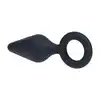 Levelz - Silicone  Anal Plug with Loop L. Silikonowy czarny wygodny plug w kształcie stożka z pętelką u podstawy