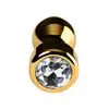 Metal by Toyfa - Gold anal plug with white round-shaped gem - Złoty korek analny w kształcie pocisku z kryształkiem.