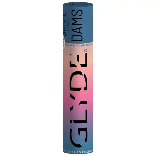 Glyde - Grape Scented Oral Dams. Zestaw 4 maseczek oralnych o zapachu winogrona 