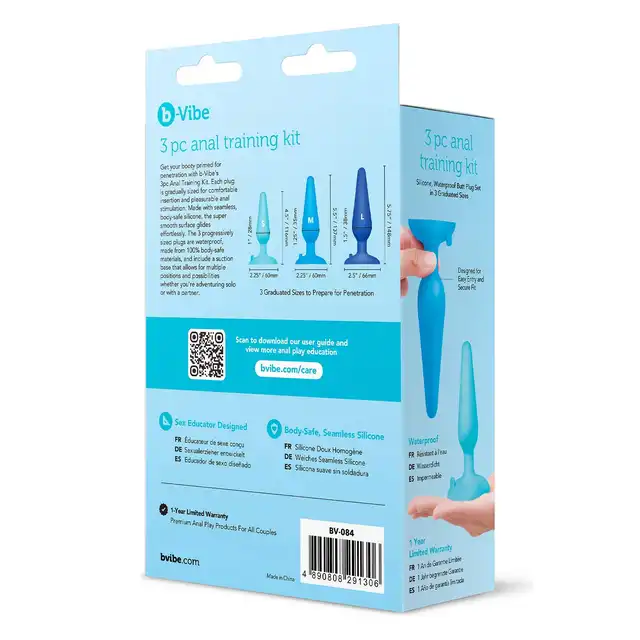 b-Vibe - Anal Training Kit 3pcs - Zestaw treningowych korków analnych o zjawiskowej kolorystyce. 3 rozmiary, mocne przyssawki, 100% silikon!