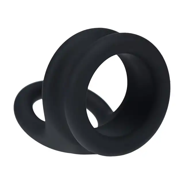 Levelz - Wide Double O Silicone Cock Ring L. Czarny silikonowy ring na jądra i penisa o ergonomicznej konstrukcji