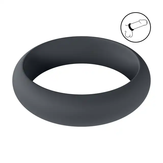 Levelz - Wide O Silicone Cock Ring XL 50 mm. Duży silikonowy klasyczny czarny pierścień erekcyjny