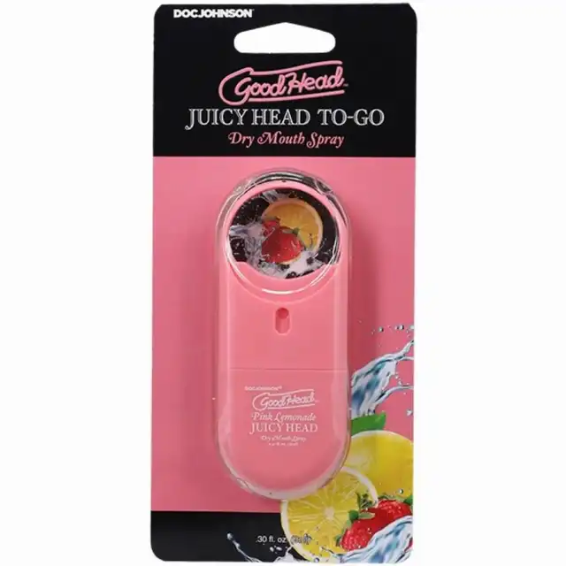 Doc Johnson - GoodHead Juicy Head To-Go Dry Mouth Spray Pink Lemonade – spray nawilżający do ust 9 ml o smaku różowej lemoniady. Opakowanie podróżne. Zabierz go wszędzie.