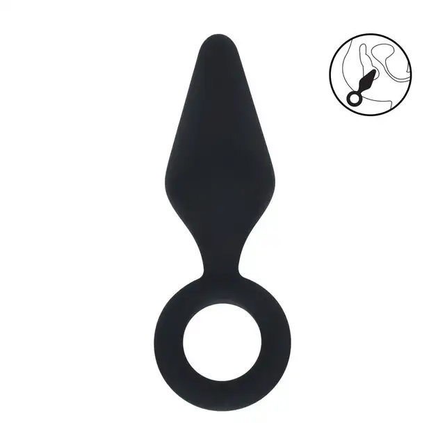 Levelz – Anal Plug With Loop Small. Kompaktowy, stożkowy korek analny z wygodną silikonową pętlą w formie uchwytu