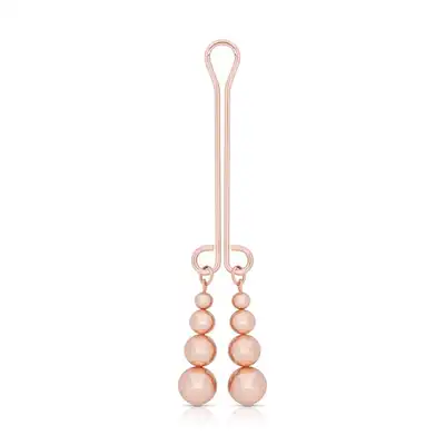Rosy Gold - Nouveau - Clitoris Clamp - Elegancki klips do łechtaczki z ozdobnymi perełkami z lekkim obciążeniem w kolorze różowego złota.