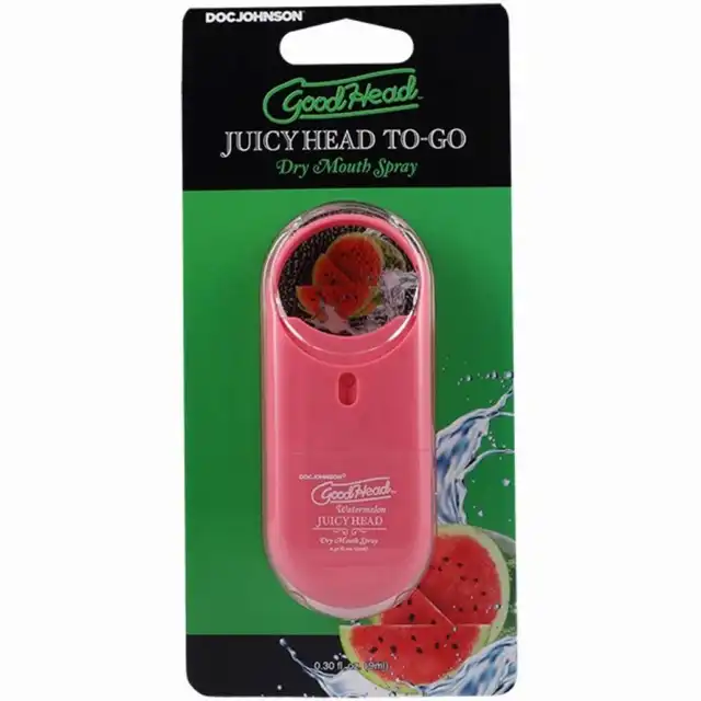Doc Johnson - GoodHead Juicy Head To-Go Dry Mouth Spray Watermelon – spray nawilżający do ust 9 ml o smaku arbuza. Opakowanie podróżne. Zabierz go wszędzie.