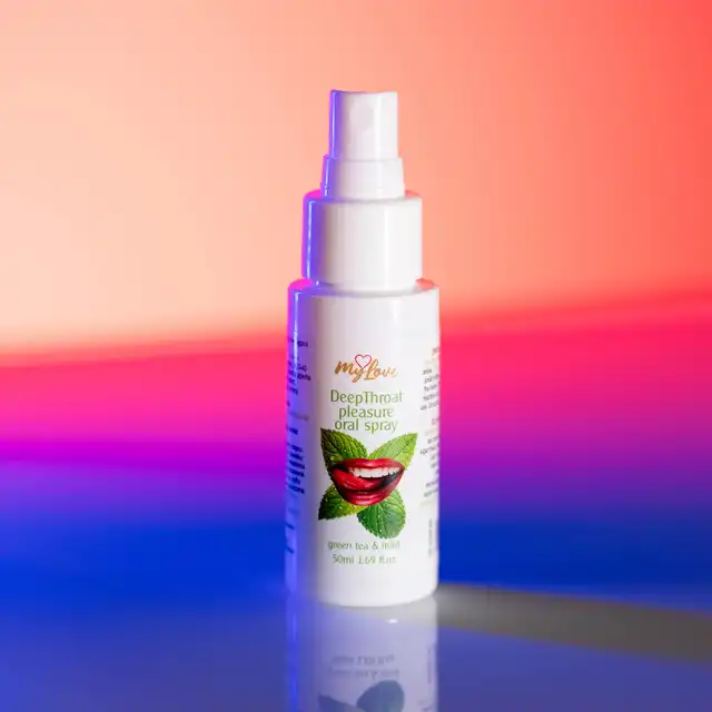 My Love - Deep Throat Pleasure Oral Spray Green Tea &amp; Mint 50 ml - Spray zwiększający komfort seksu oralnego z dodatkiem zielonej herbaty i mięty.