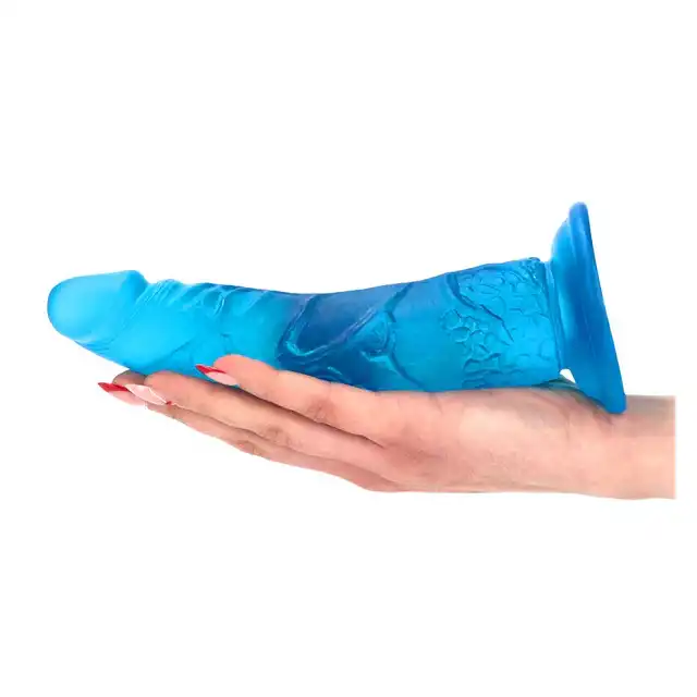 Toyz4Lovers - Clemente. Żelowe dildo 21 cm z przyssawką transparentne i niebieskie. 