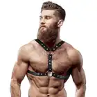 FETISH Submissive Attitude – Harness. Męska regulowana uprząż na klatkę piersiową podkreślająca tors z ćwiekami. 