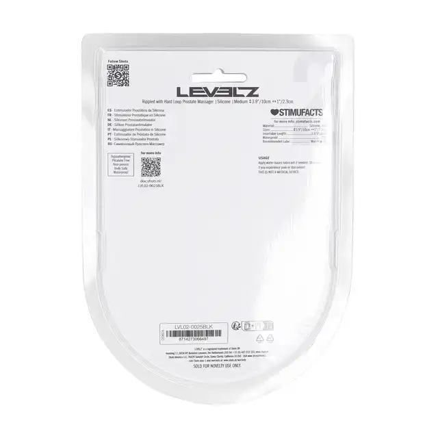 Levelz -  Rippled with Hard Loop Silicone Prostate Massager M. Czarny silikonowy masażer prostaty bez wibracji w rozmiarze M