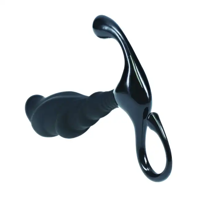 Levelz - Rippled with Hard Loop Silicone Prostate Massager L . Ergonomiczny masażer prostaty z funkcją stymulacji krocza, bez wibracji rozmiar L