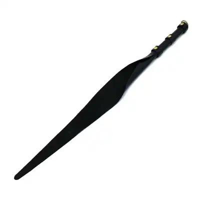 O-Products - Black Leather Single Flap Whip Gold D-Ring - Elegancka, skórzana szpicruta ze złotymi zdobieniami.