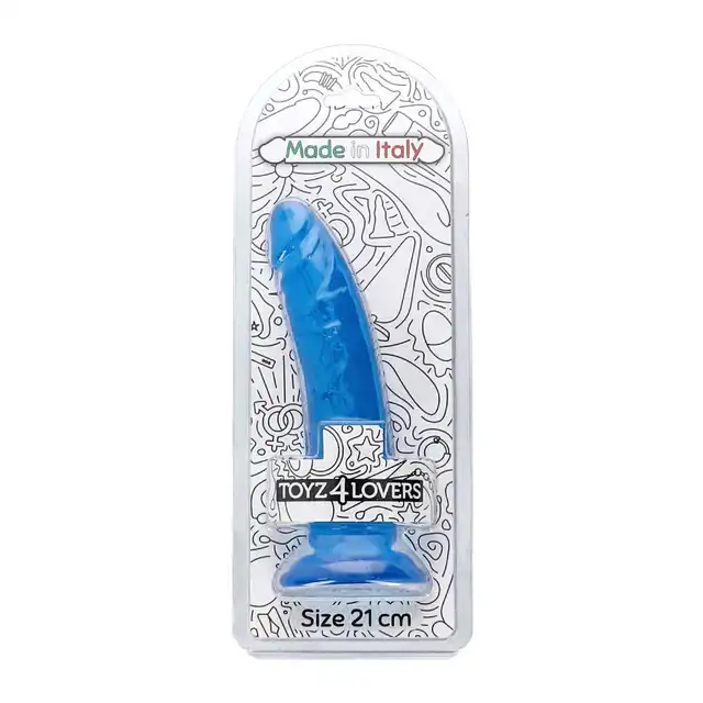 Toyz4Lovers - Clemente. Żelowe dildo 21 cm z przyssawką transparentne i niebieskie. 