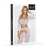 Softline - Bodystocking 2078. Biała bielizna erotyczna z wycięciami i efektem pończoch.