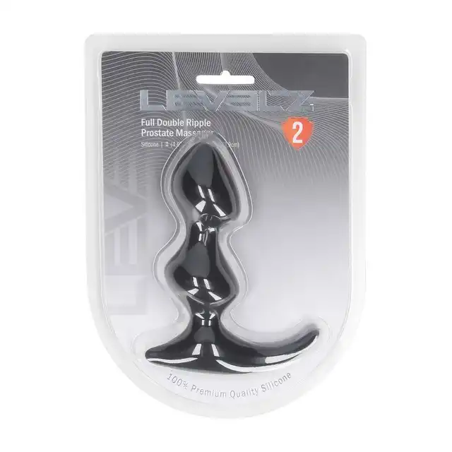 Levelz – Full Double Ripple Prostate Massager. Silikonowy masażer prostaty w kolorze czarnym doskonale dopasowany anatomicznie 