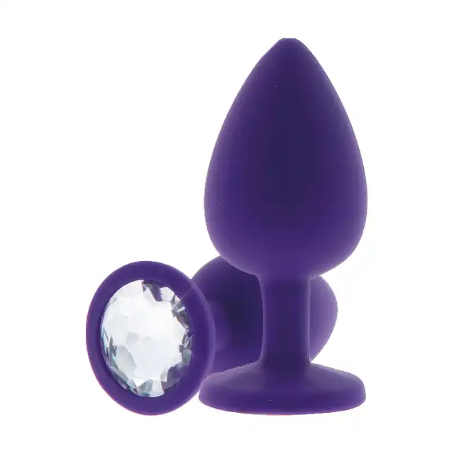 ToyJoy - Anal Play Diament M. Fioletowa silikonowa zartczka analna z srebrnym kryształkiem. 