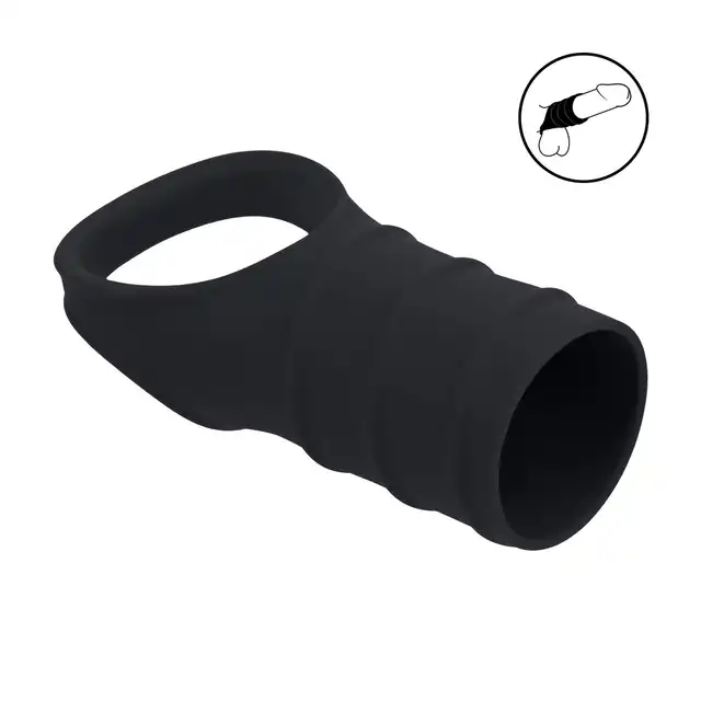 Levelz - Silicone Cockring and Ribbed Sleeve. Silikonowa nakładka na penisa i jądra, teksturowana
