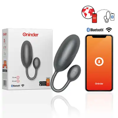 Oninder - Tokyo Vibrating Egg. Czarne wibrujące jajeczko z możliwością sterowania z całego świata! Na aplikację!