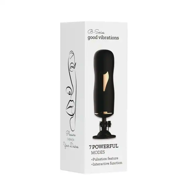 BSeries - Dual Vibrating Masturbator Black - Podwójny masturbator usta - wagina, z intensywnymi 7 wibracjami. 
