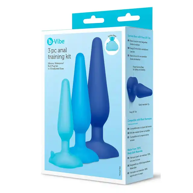 b-Vibe - Anal Training Kit 3pcs - Zestaw treningowych korków analnych o zjawiskowej kolorystyce. 3 rozmiary, mocne przyssawki, 100% silikon!