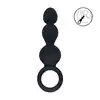 Levelz – Beaded Anal Probe With Loop. Czarna silikonowa wtyczka analna segmentowana i mocno stymulująca