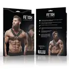 FETISH Submissive Attitude – Harness. Męska regulowana uprząż na klatkę piersiową z centrum i ćwiekami. 