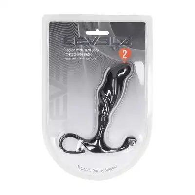 Levelz - Rippled with Hard Loop Silicone Prostate Massager L . Ergonomiczny masażer prostaty z funkcją stymulacji krocza, bez wibracji rozmiar L
