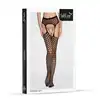 Softline - Stocking 4013. Czarne inspirowane kabaretkami rajstopy imitujące pończochy z pasem.