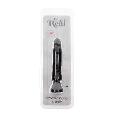 ToyJoy - Starter Dong 6 Inch . Czarne realistyczne dildo 16cm  z wygodną przyssawką z wysokiej jakości TPE