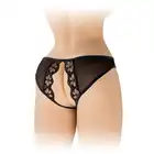 Fashion Secret - Ambre Black OS - Otwarte czarne figi o intrygującym kroju z kwiatowym motywem.