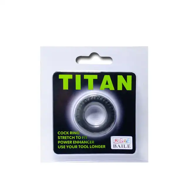 Baile - Titan Cock Ring. Teksturowany silikonowy pierścień erekcyjny. 